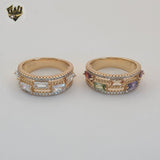 (1-3085) Gold Laminate - Rose Gold Multi Zircon Ring - BGO