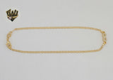 (1-0147) Laminado de oro - Tobillera infinita Mariner Link de 2 mm - 10" - BGF