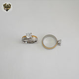 (4-0069) Stainless Steel - Two Tones Engagement Ring.