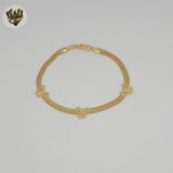 (1-0789) Gold Laminate - Bow Herringbone Bracelet - 7.5" - BGF