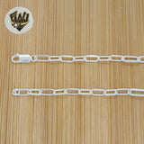 (2-8052) 925 Sterling Silver - 4mm Paper Clip Link Chain.