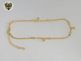 (1-0271) Tobillera de cuerda alternativa de 2 mm laminada en oro - BGF