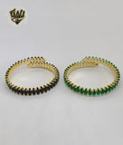 (1-4079) Laminado de Oro - Brazalete Ajustable con Circón - BGO