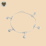 (2-0327) 925 Sterling Silver - 1mm Link Charm Bracelet.