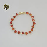 (1-60083-1) Gold Laminate - 6mm Heart Zircon Bracelet - 7" - BGO