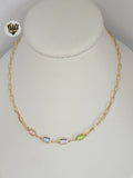 (1-6251) Gold Laminate - Paper Clip Light Multicolor Necklace - BGF