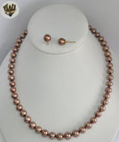 (MSET-21) Laminado de Oro - Conjunto de Perlas de Mallorca de 8 mm - BGF