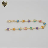 (1-0640-1) Gold Laminate - 7mm Multicolor Butterfly Bracelet - 7.5" - BGF