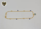 (1-0260) Gold Laminate - 2mm Link Charms Anklet - 9.5" - BGF