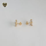 (1-1205) Gold Laminate - Zircon Bow Earrings - BGF
