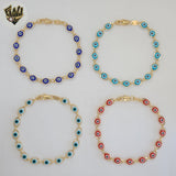 (1-0671) Gold Laminate - 6mm Evil Eye Bracelet - 7.5" - BGF