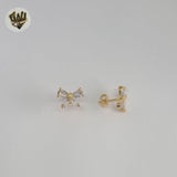 (1-1205) Gold Laminate - Zircon Bow Earrings - BGF