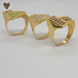 (1-3050-7) Anillo de circonitas de colores laminado en oro - BGO