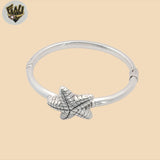 (2-0709) 925 Sterling Silver - 6.5mm Starfish Bangle - 2.5"