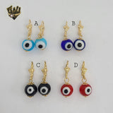 (1-1186-2) Laminado de Oro - Pendientes de Cuentas de Mal de Ojo - BGF