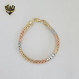 (1-0818) Gold Laminate - 8mm Three Tones Curb Bracelet - 7.5" - BGO