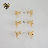 (1-1171) Gold Laminate - Dragonfly Earrings - BGF