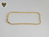 (1-0071) Laminado dorado - Tobillera con eslabones de cuerda de 3 mm - BGF