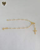 (1-3316-2) Gold Laminate - 3mm Miraculous Virgin Hand Rosary - 7" - BGF.