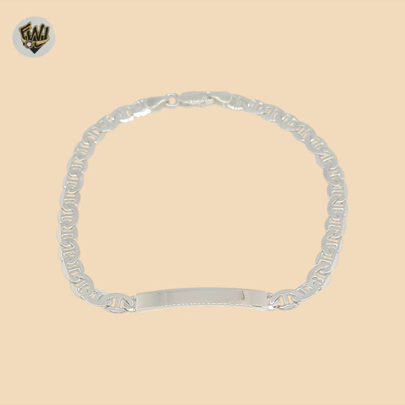 (2-0470) 925 Sterling Silver - 5.5mm Mariner Link Plate Bracelet - 9