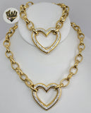 (4-7068) Stainless Steel - 10.7mm Rolo Link Heart Sets.