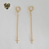 (1-1239-4) Laminado de Oro - Pendientes Largos Cruz - BGF