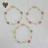(1-0711-2) Gold Laminate - 7mm Evil Eye Bracelet - 7" - BGO