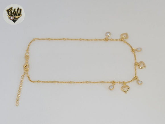 (1-0158) Gold Laminate - 1mm Link Charms Anklet - 10