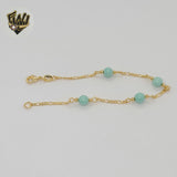 (1-3901-H) Gold Laminate - 6mm Turquoise Beads Bracelet - 7.5" - BGF