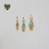 (1-2282) Gold Laminate - Hamsa Hand Pendants - BGF