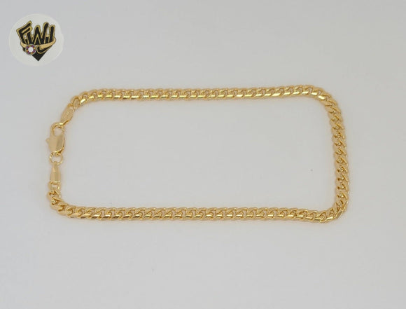 (1-0012) Gold Laminate - 4mm Curb Link Anklet - 10