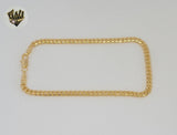 (1-0012) Gold Laminate - 4mm Curb Link Anklet - 10" - BGF
