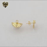 (1-1218) Gold Laminate - Fan Stud Earrings - BGF