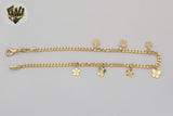 (1-0158-1) Gold Laminate - 3mm Curb Link Charms Anklet - 10” - BGF