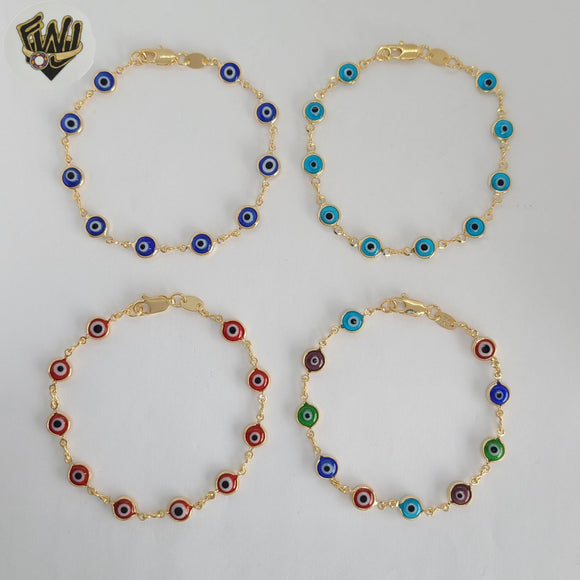 (1-0680) Gold Laminate - 7mm Evil Eye Bracelet - 7.5