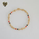 (1-0996) Pulsera infantil de azabache de 2,5 mm laminada en oro - 15 cm - BGF