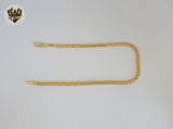 (1-0012) Gold Laminate - 4mm Curb Link Anklet - 10" - BGF