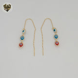 (1-1239-5) Gold Laminate - Evil Eye Threaders Earrings - BGF