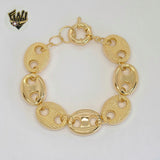 (1-0763) Gold Laminate - 18mm Puff Marine Link Bracelet - 8" - BGF