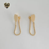 (1-1241-5) Laminado de Oro - Pendientes Largos Corazón - BGF