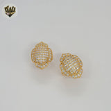 (1-3097-3) Anillo de flor de circón laminado en oro - BGO