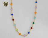 (1-1609) Laminado de oro - Cadena de eslabones de círculos multicolores de 5 mm - BGF
