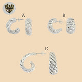 (2-4095) 925 Sterling Silver - Chunky Half Hoops.