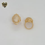 (1-3097-3) Anillo de flor de circón laminado en oro - BGO