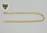 (1-0038) Gold Laminate - 5mm DC Flat Mariner Link Anklet - 10" - BGF