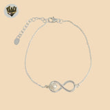 (2-0373-2) 925 Sterling Silver - 1mm Link Infinity Bracelet.