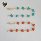 (1-0754) Gold Laminate - 3mm Flower Link Bracelet - 7.5" - BGF