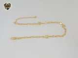 (1-0244) Gold Laminate - 3mm Paper Clip Anklet - 10” - BGF