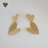 (4-2238) Stainless Steel - Heart Long Earrings.