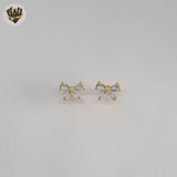(1-1205) Gold Laminate - Zircon Bow Earrings - BGF